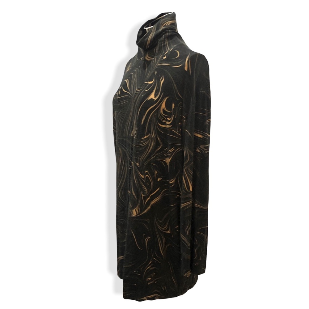 Dries Van Noten Dark Brown and Beige Swirl Turtleneck